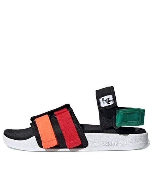 Adidas Black Adilette Sandal 4.0 Scarlet True'