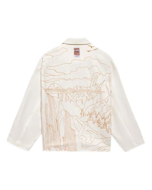 Li-ning White Back Landscape Pattern Printing Lapel Single Breasted Jacket for men