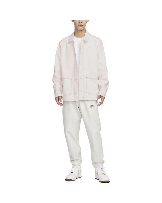 Nike White Sportswear Lapel Work Jacket for men