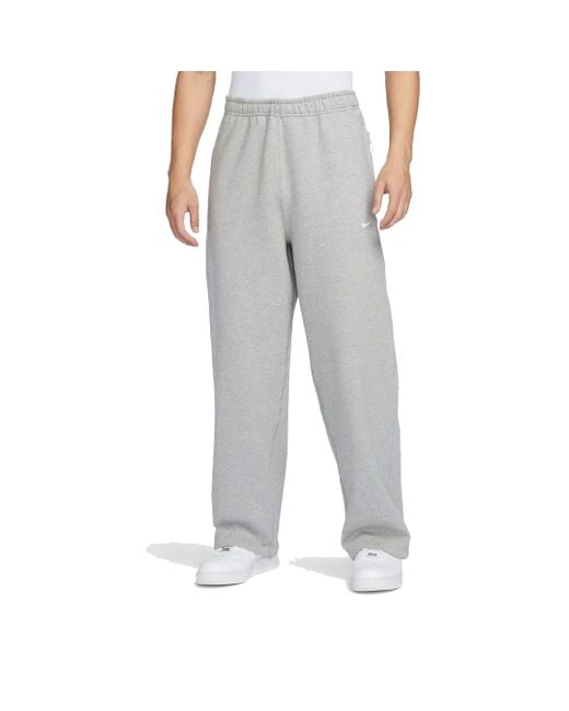 Nike Gray Sportswear Swoosh Open-Hem Sweatpants for men