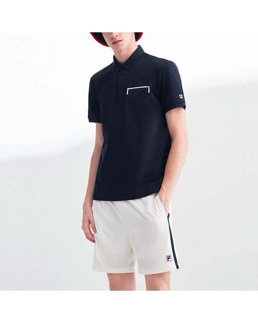 Fila Black Casual Sports Breathable Short Sleeve Polo Shirt for men