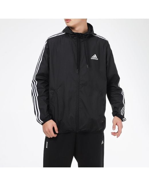 Adidas Black Casual Sports Woven Hooded Windproof Jacket for men