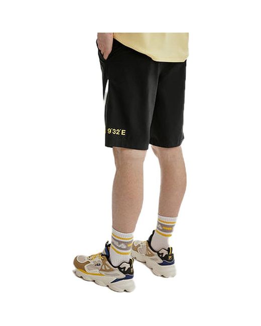 Fila Black Woven Shorts Loose Full Print Casual Sports Pants for men