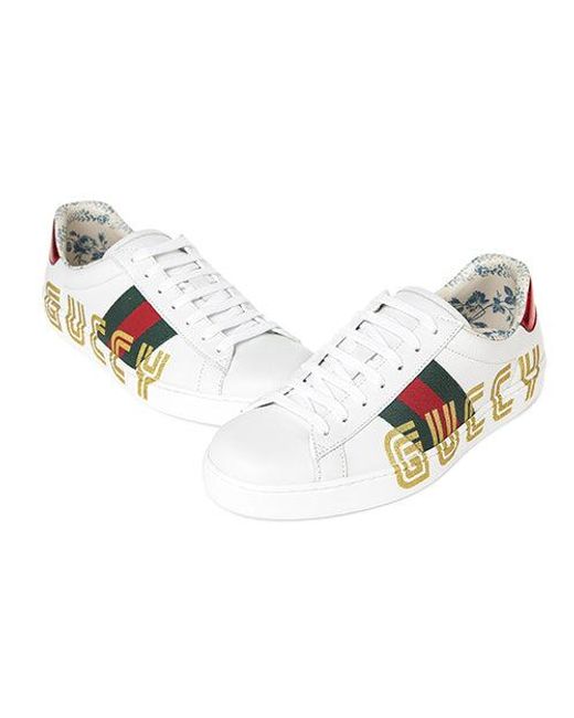 Gucci White Ace Low 'Guccy Print' for men