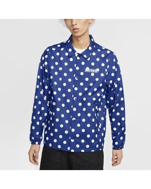 Nike Blue Windproof Breathable Polka Dots Printing Long Sleeves Jacket for men