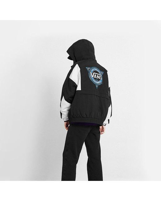 Vans Black Contrast Color Stitching Hooded Track Jacket Couple Style for men