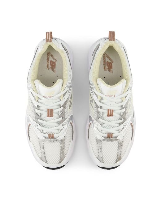 New Balance White 530 Metallic Cream' for men