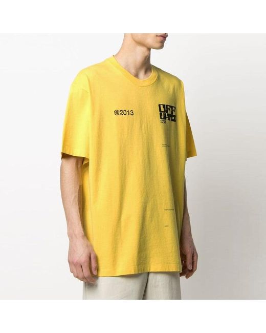 Off-White c/o Virgil Abloh Yellow Ss21 Tech Marker Logo Round Neck Short Sleeve Ordinary Version for men
