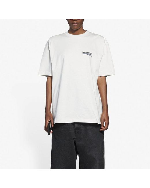 Balenciaga White (Wmns) Political Campaign Large Fit Embroidery Round-Neck