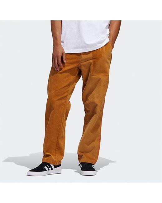 Adidas Brown Originals Corduroy Loose Sports Straight Casual Pants/Trousers for men