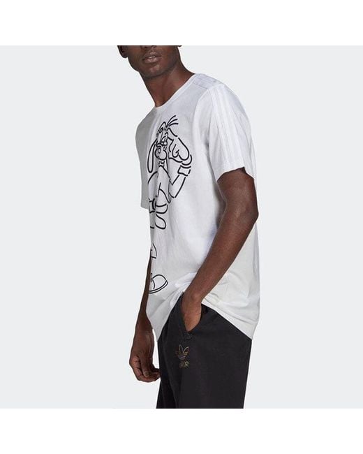 Adidas White Originals X Isney Crossover Cartoon Printing Casual Breathable Stripe Pattern Sports Short Sleeve for men
