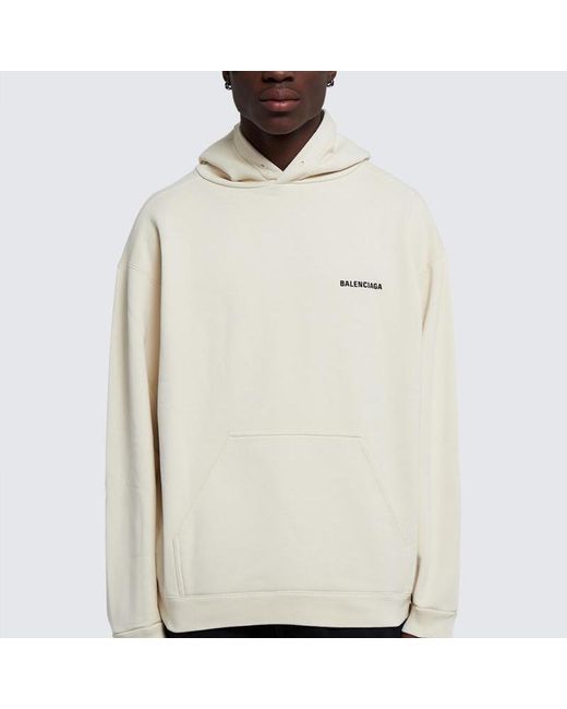 Balenciaga White Back Logo Hoodie Regular Fit 'Off' for men