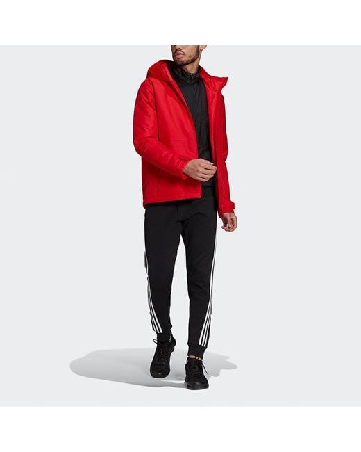 Adidas Red Casual Sports Windproof Hooded Jacket for men