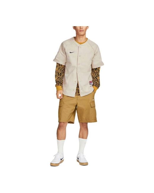 Nike Natural Sb Skateboard Solid Color Logo Embroidered Short Sleeve for men