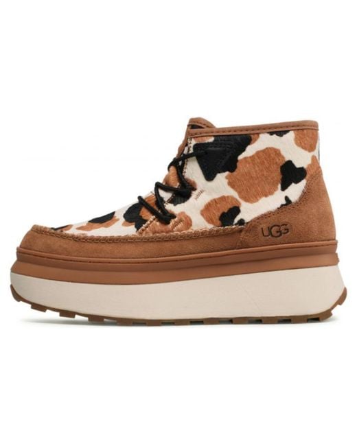 UGG Marin Bootie Cow Print Sneaker in Brown | Lyst
