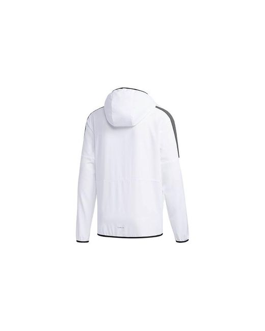 Adidas Blue Casual Sports Contrasting Colors Hooded Woven Jacket for men