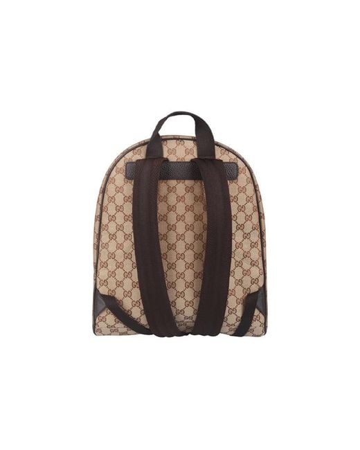 Gucci Brown Logo Leather Logo Canvas Schoolbag Backpack Classic