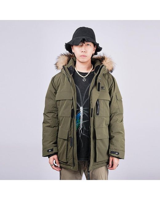 New Balance Green Warm Long Down Jacket 'Military' for men
