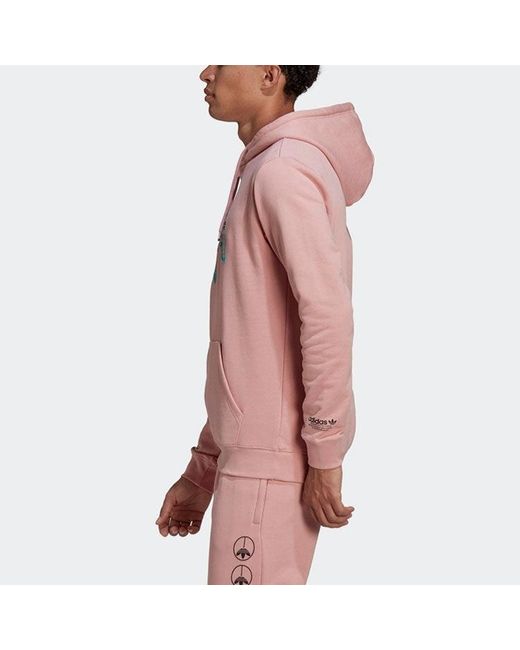 Adidas Pink Originals Alphabet Printing Large Logo Long Sleeves Pullover for men