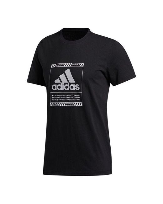 Adidas Black Bos Metallic Sports Stylish Printing Round Neck Short Sleeve for men