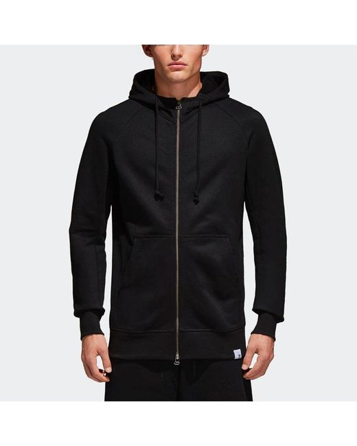 Adidas Black Originals Hooded Zipper Sports Jacket for men