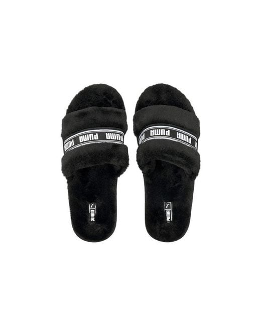 PUMA Black Fluff Slides