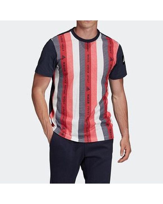 Adidas Blue Mhe Tee Gfx 1 Sports Stylish Round Neck Short Sleeve for men