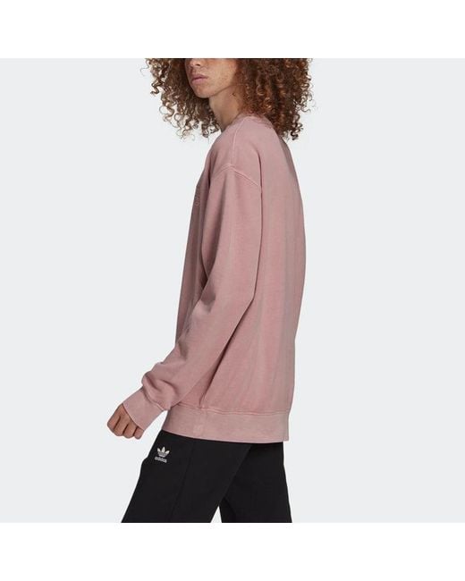 Adidas Pink Originals Logo Pattern Loose Round Neck Long Sleeves for men