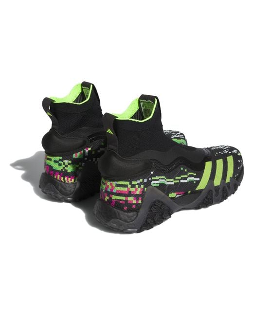 Adidas Black Codechaos Laceless Primeknit Boost Lucid Lemon' for men