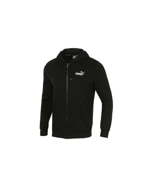 PUMA Black Big Logo Full Zip Up Jacket for men