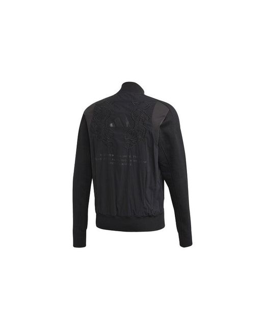 Adidas Black Vrct Tiger Embroidered Pattern Athleisure Casual Sports Jacket for men