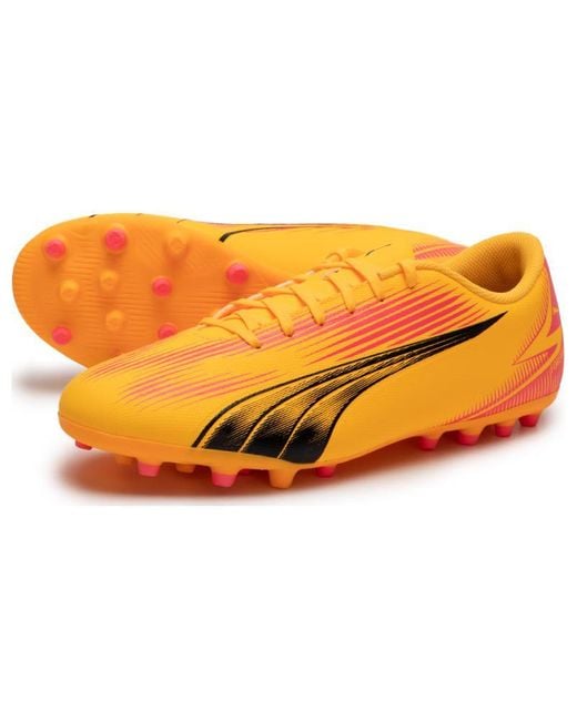 PUMA Orange Ultra Play Soccer Sneakers 'Sun Stream Sunset Glow' for men