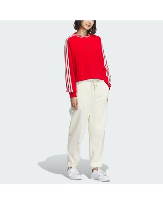 Adidas Red (Wmns) Originals Jacquard Rib Crewneck Sweatshirt Asia Sizing