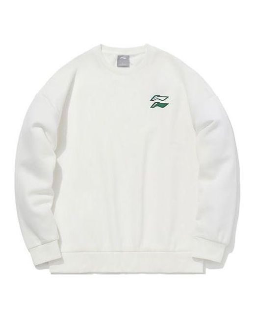 Li-ning White Round Neck Casual Sports Long Sleeves Pullover for men