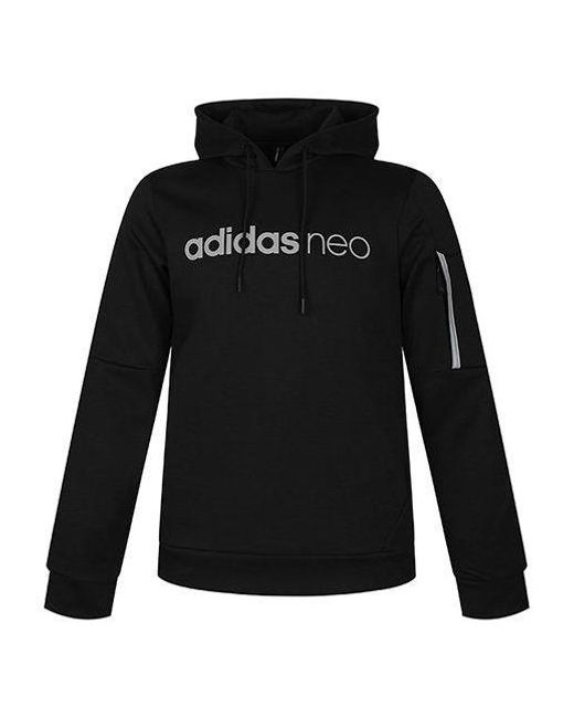 adidas Adida Neo Hooded Weathirt 'back White' in Black for Men | Lyst