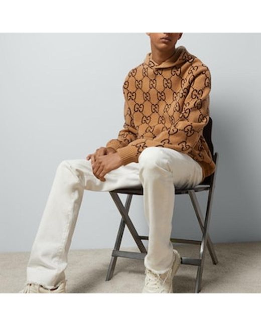 Gucci Brown gg Wool Hooded Sweatshirt for men