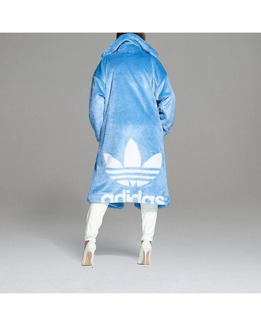 Adidas Blue Originals X Ivy Park Crossover Plush Long Large Jacket Couple Style