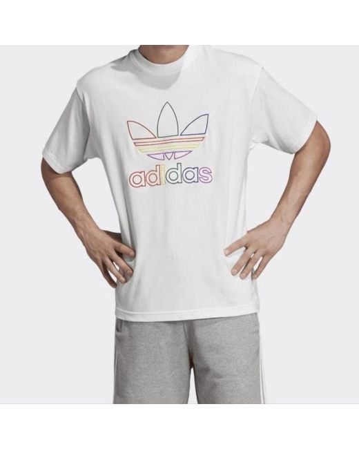 Adidas White Originals Pride Tee Logo Short Sleeve for men