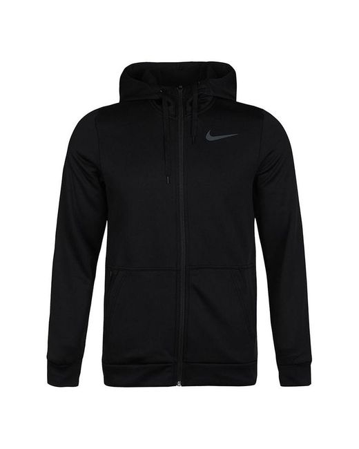 Nike Black Therma Full-Length Zipper Cardigan Training Hooded Jacket for men