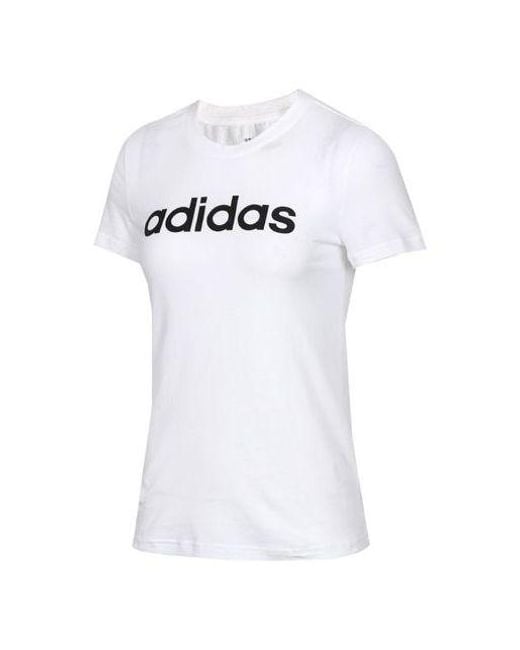 Adidas White (Wmns) E Lin Slim T Sports Stylish Short Sleeve