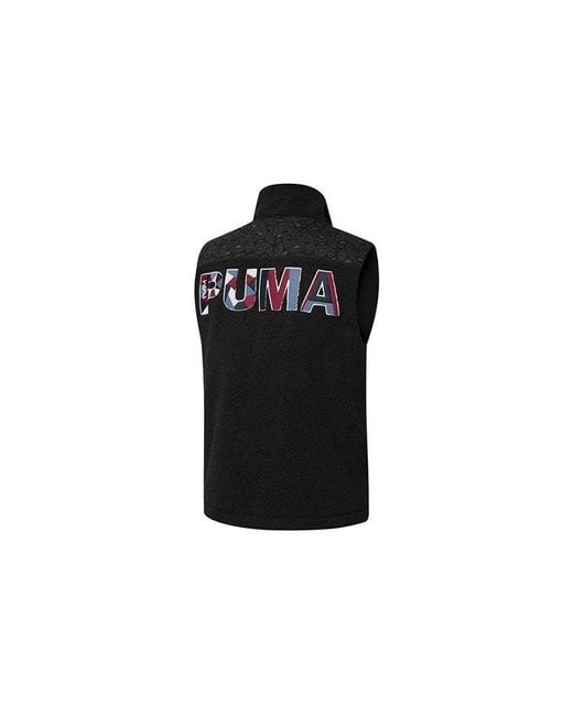 PUMA Black Paisley Woven Sherpa Vest for men