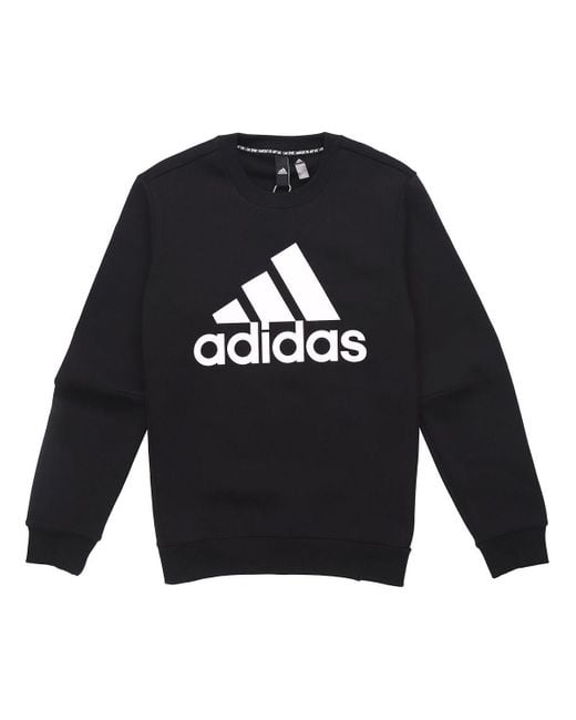 Adidas Blue Fleece Lined Stay Warm Athleisure Casual Sports Pullover Round Neck for men