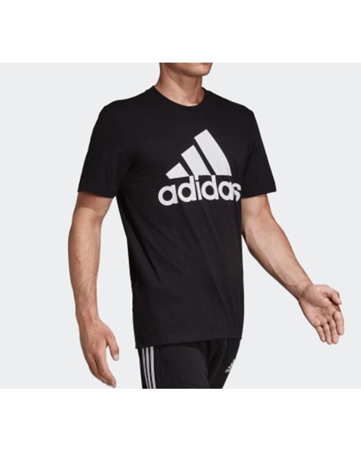 Adidas Black Classical Logo Printed Tee for men