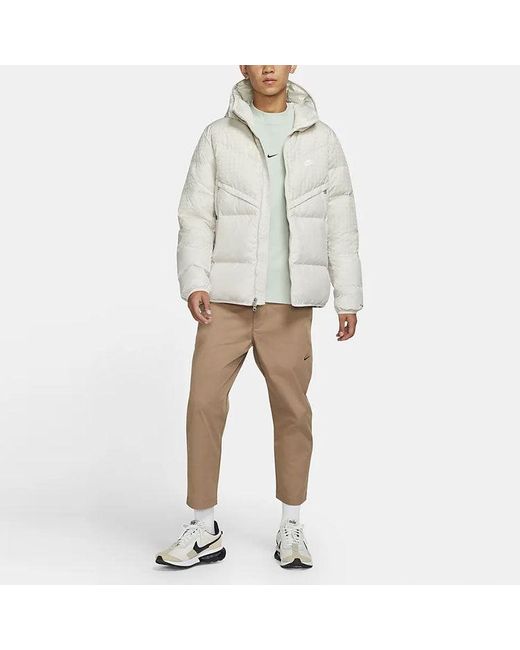 Nike Gray Plaid Splicing Sports Stay Warm Hooded Down Jacket for men