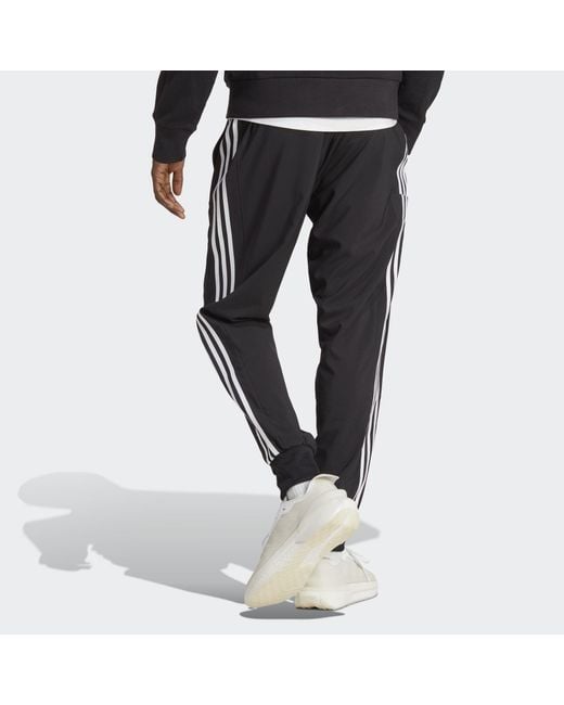 Adidas Black Aeroready Essentials Tapered Cuff Woven 3-Stripes Pants for men