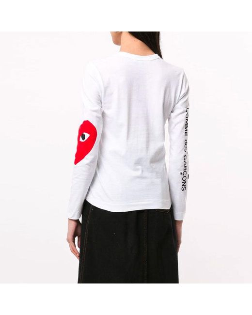 COMME DES GARÇONS PLAY White Kawakubo Rei Large Love Logo Round Neck Long Sleeves for men