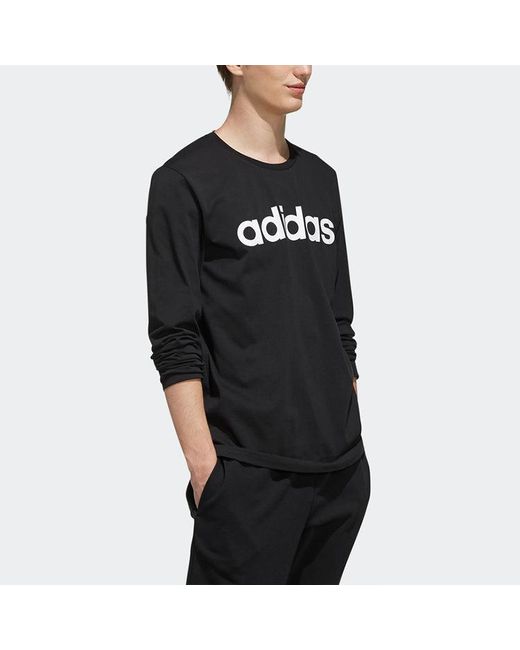 Adidas Black Neo M Ce Lnr Ls Logo Printing Round Neck Long Sleeves for men