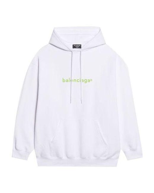 Balenciaga White Copyright Logo Print Medium Fit Hoodie