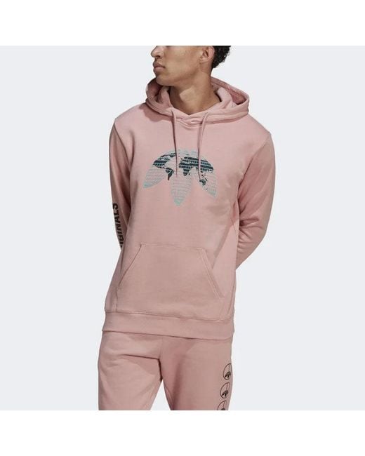 Adidas Pink Originals Alphabet Printing Large Logo Long Sleeves Pullover for men