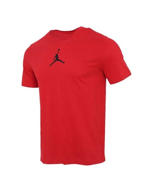 Nike Red Jumpman Logo Printing Sports Quick Dry Round Neck Short Sleeve for men